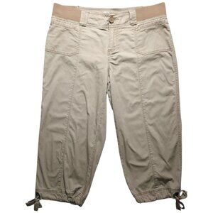Fashion Bug Women's Tan Capri Drawstring Tie Cuff Size 14